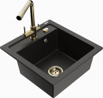 K&ouml;&ouml;givalamu koos kraaniga Mexen Vito Duero, vaik/graniit, 52 cm x 49 cm x 21 cm, kuldne/must