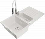 K&ouml;&ouml;givalamu koos kraaniga Mexen Matias Aster, graniit, 90 cm x 50.5 cm x 20 cm, valge/h&otilde;be