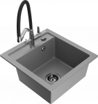 K&ouml;&ouml;givalamu koos kraaniga Mexen Vito Grey+Black/Chrome, graniit, 49 cm x 52 cm x 21 cm, grey+black/chrome