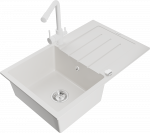 K&ouml;&ouml;givalamu koos kraaniga Mexen Bruno White, graniit, 79 cm x 49 cm x 20 cm, valge