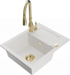 K&ouml;&ouml;givalamu koos kraaniga Mexen Enzo, vaik/graniit, 57.6 cm x 46.5 cm x 17.4 cm, valge