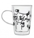 Topeltseinaga klaasist tass Ambition Love Psytul mnie, l&auml;bipaistev/must, 0.35 l