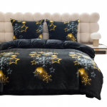 J&otilde;ulu voodipesu komplekt PEKA-27, kuldne/must/hall, 140 x 200 cm