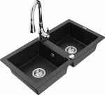 K&ouml;&ouml;givalamu koos kraaniga Mexen Mario, graniit, 82 cm x 43.6 cm x 16.1 cm, metallic black/gold+chrome