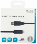 Juhe Deltaco USBC-1004M, USB Type C/USB Type A, 100 cm, must v.