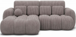 Nurgadiivan - voodi Covelion Velvet Modullo 03, helehall v., vasak, 167 x 260 cm x 105 cm
