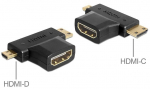 Adapter Delock HDMI-A to HDMI-C / HDMI-D HDMI male, HDMI female, must v.