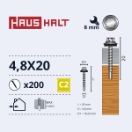 Isekeermestavad kruvid Haushalt DIN 7504K, 4.8 mm x 20 mm, 200 tk