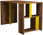 Kirjutuslaud ja riiul Kalune Design Lima 845HCT3844, 120 cm x 60 cm, 75.4 cm, kollane v./p&auml;hklipuu v.