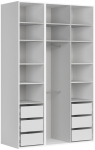 Riidekapp Flex, valge v., 66 cm x 150 cm x 240 cm