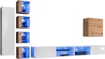 Sektsioonkapp ASM Switch XXVI, tamm v./valge v., 320 cm x 40 cm x 150 cm