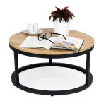 Kohvilaud ModernHome, pruun v./must v., 60 cm x 60 cm x 31.5 cm