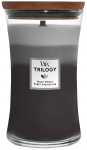 K&uuml;&uuml;nal, l&otilde;hna WoodWick Trilogy Large Warm Woods, 60 - 120 h, 610 g, Valge/Must/Hall