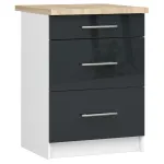 Alumine k&ouml;&ouml;gikapp Akord Oliwia S60, valge v./grafiit v., 60 cm x 60 cm x 85 cm