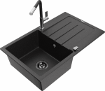 K&ouml;&ouml;givalamu koos kraaniga Mexen Bruno, graniit, 79 cm x 49 cm x 20 cm, h&otilde;be/must/kroom