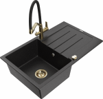 K&ouml;&ouml;givalamu koos kraaniga Mexen Bruno Duo, graniit, 79.5 cm x 49.5 cm x 20 cm, metallic black/silver