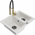 K&ouml;&ouml;givalamu koos kraaniga Mexen Carlos Aster, graniit, 58.2 cm x 47.5 cm x 17.7 cm, valge/must/kollane