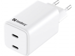 Telefoni laadija Sandberg Dual 441-56, 2 x USB Type C, 9.31 cm, valge v., 65 W