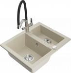 K&ouml;&ouml;givalamu koos kraaniga Mexen Carlos Beige+Black/Chrome, graniit, 58 cm x 47 cm x 17.7 cm, beige+black/chrome