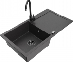 K&ouml;&ouml;givalamu koos kraaniga Mexen Leo, vaik/graniit, 90 cm x 50 cm x 19 cm, valge/must