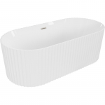 Vann seinaga, teisaldatav Mexen Paola, 150 cm x 75 cm x 58 cm, ovaalne, valge/matt nikkel