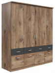 Riidekapp Brando 4, grafiit v./flagstaff oak dark v., 58 cm x 181 cm x 199 cm