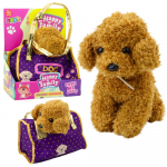Pehme m&auml;nguasi, kotiga koer Lean Toys Happy Family Poodle, pruun/violetne, 25 cm