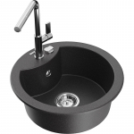 K&ouml;&ouml;givalamu koos kraaniga Mexen Diego, graniit, 48.8 cm x 48.8 cm x 16.7 cm, black granite+chrome