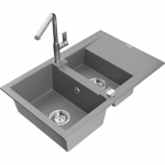 K&ouml;&ouml;givalamu koos kraaniga Mexen Gaspar, graniit, 73.7 cm x 47.5 cm x 17.7 cm, grey+chrome v.