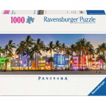 Pusle Ravensburger Panorama Night Lights On Ocean Drive, 37.5 cm x 98 cm, 1000 tk, mitmev&auml;rviline