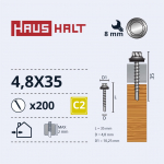 Isekeermestavad kruvid Haushalt DIN 7504K, 4.8 mm x 35 mm, 200 tk
