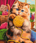 Maalimine numbrite j&auml;rgi Paint it! Cat with yarn, mitmev&auml;rviline