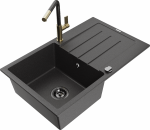 K&ouml;&ouml;givalamu koos kraaniga Mexen Bruno, graniit, 79 cm x 49 cm x 20 cm, kuldne/must/hall