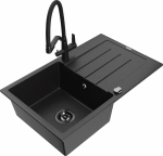 K&ouml;&ouml;givalamu koos kraaniga Mexen Bruno Duo, graniit, 79.5 cm x 49.5 cm x 20 cm, metallic black/silver