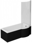 Vann seinaga, sisseehitatav Besco Inspiro, 160 cm x 70 cm, parempoolne, valge/must