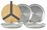 Matkan&otilde;ude komplekt Black+Blum, roostevaba teras/bambus, 25.6 cm, pruun v./h&otilde;be v., 4 tk