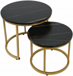 Kohvilaudade komplekt Leandro, kuldne v./must v., 43 - 53 cm x 53 cm x 35 - 45 cm, 2 tk
