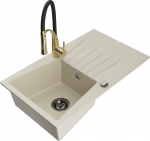 K&ouml;&ouml;givalamu koos kraaniga Mexen Cesar, graniit, 77.5 cm x 47 cm x 20 cm, beige+black/gold