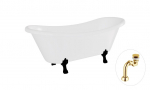 Vann, teisaldatav Besco Amelia, 190 cm x 77 cm x 69 cm, ovaalne, kuldne/valge