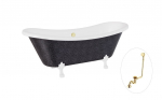 Vann, teisaldatav Besco Amelia Glam, 190 cm x 77 cm x 69 cm, ovaalne, kuldne/valge