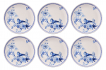 Taldrikute komplekt magustoidu Hermia Blue Bird, 19.3 cm x 19.3 cm x 2 cm, sinine v./valge v.