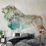 Fototapeet Artgeist King Of The Animals - Lion On A Solid Textured Background With Coloured Accent, 70 cm x 100 cm