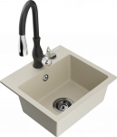 K&ouml;&ouml;givalamu koos kraaniga Mexen Milo, graniit, 43 cm x 41 cm x 17.1 cm, must/pruunikas