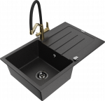 K&ouml;&ouml;givalamu koos kraaniga Mexen Bruno Duo, graniit, 79.5 cm x 49.5 cm x 20 cm, metallic black/silver