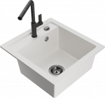 K&ouml;&ouml;givalamu koos kraaniga Mexen Vito, graniit, 49 cm x 52 cm x 21 cm, valge/must