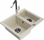 K&ouml;&ouml;givalamu koos kraaniga Mexen Carlos Beige+Black/Chrome, graniit, 58 cm x 47 cm x 17.7 cm, beige+black/chrome