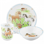 N&otilde;ude komplekt Seltmann Pony, 1 aasta, keraamiline, pruun v./valge v./roheline v.
