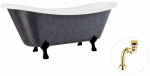 Vann, teisaldatav Besco Amelia Glam, 190 cm x 77 cm x 69 cm, ovaalne, kuldne/must