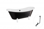 Vann, teisaldatav Besco Amelia B&W, 190 cm x 77 cm x 69 cm, ovaalne, valge/must