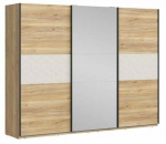 Riidekapp Glamour, pruunikas v., 60.5 cm x 270 cm x 210.5 cm, peegliga